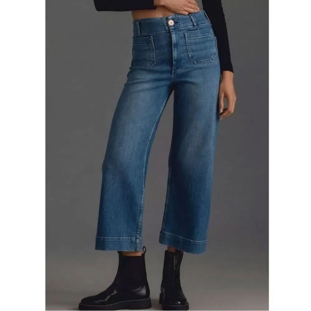 Anthropologie Maeve The Colette High Waisted Wide Leg Crop Jean Womens 31